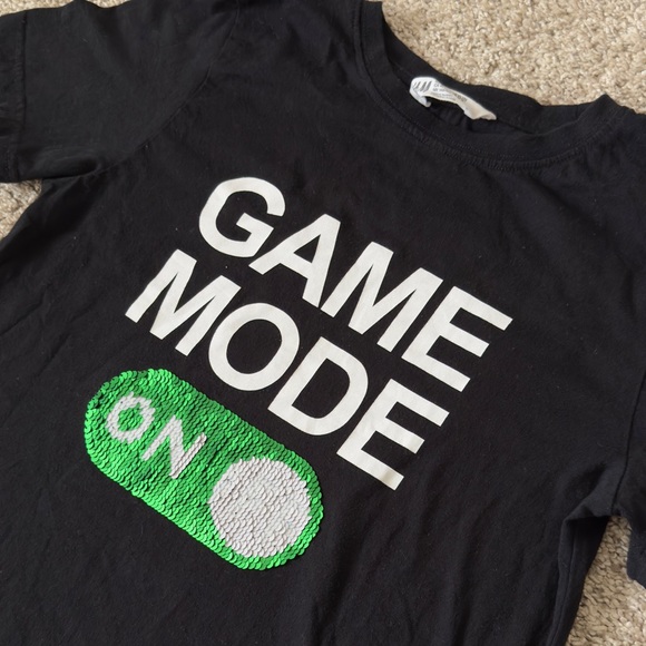 H&M Boys black short sleeve tshirt game on game off tee size 10-12 years - Picture 4 of 8